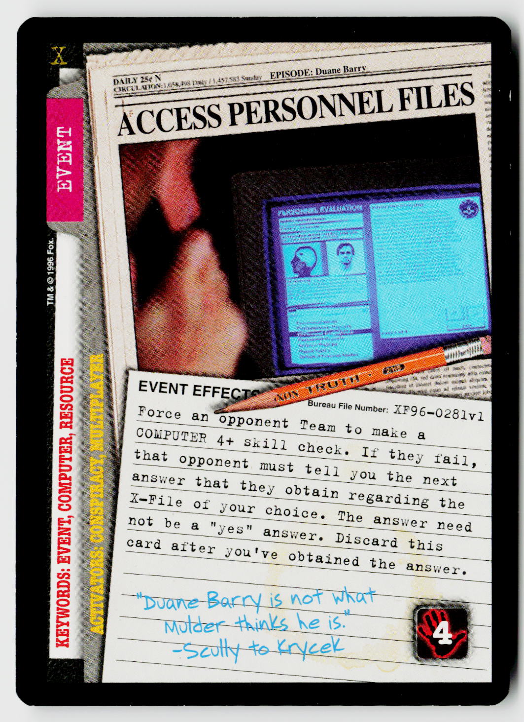 X-Files CCG | Premiere | Access Personnel Files XF96-0281v1 Common