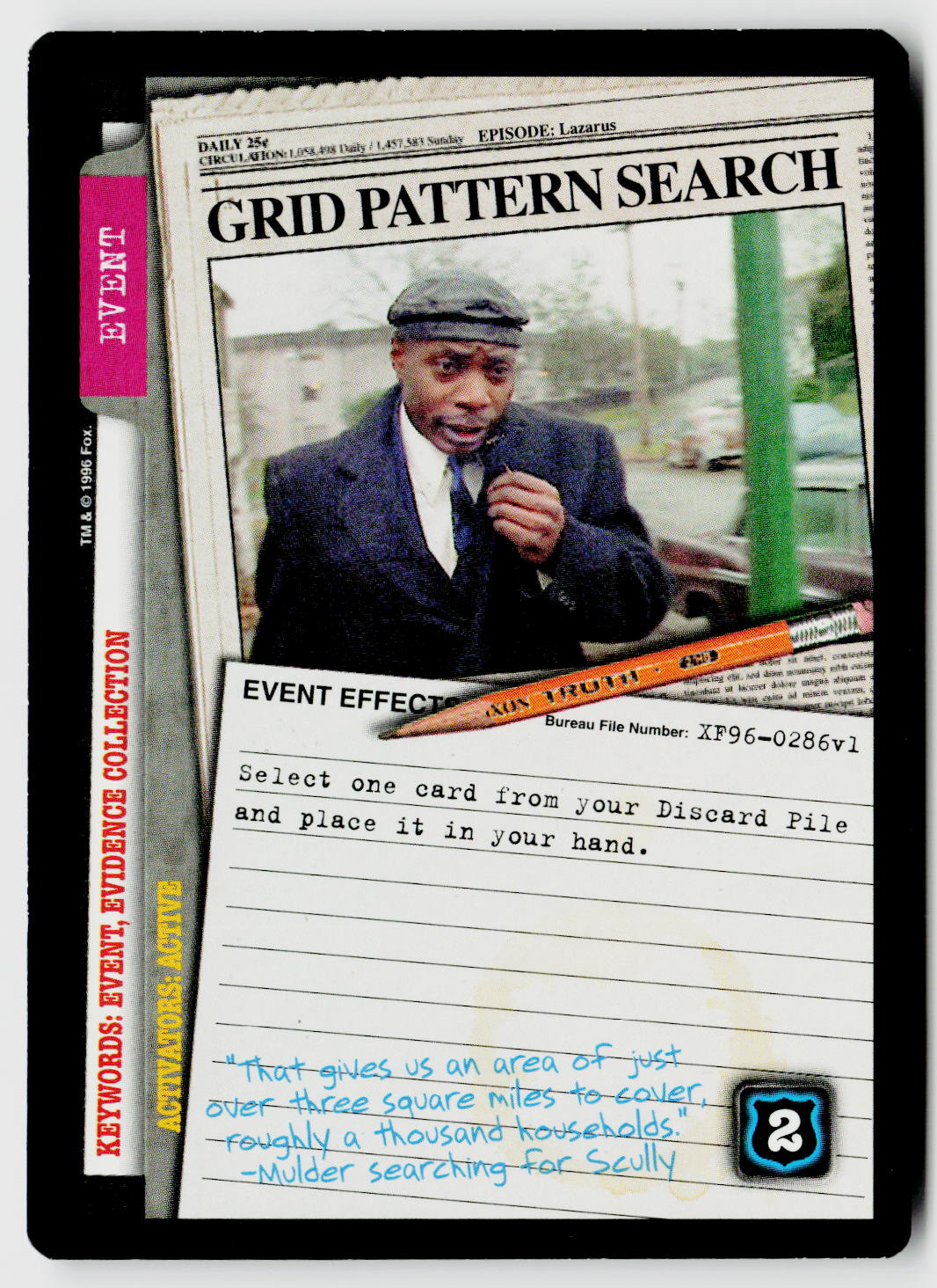 X-Files CCG | Premiere | Grid Pattern Search XF96-0286v1 Rare