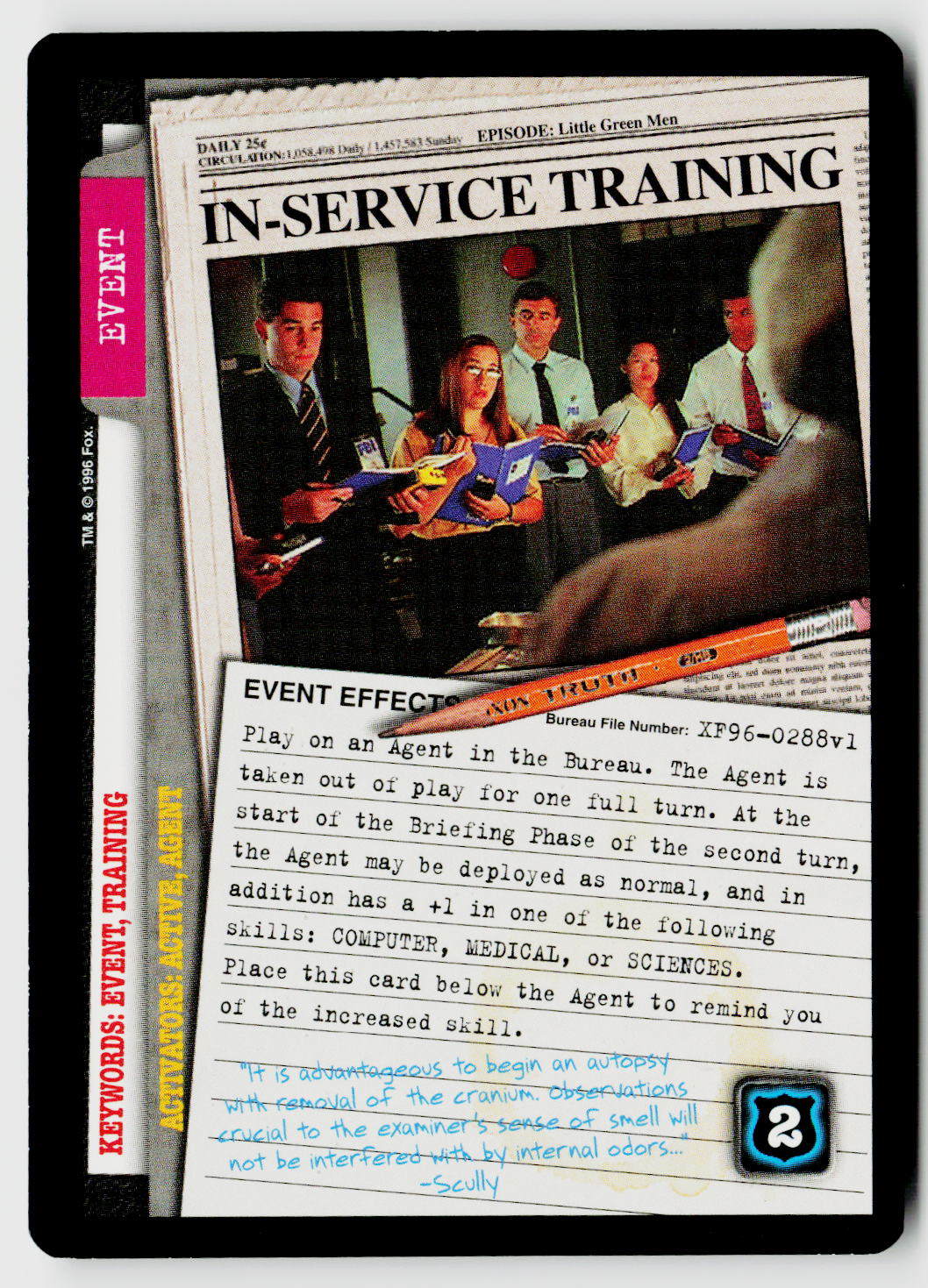 X-Files CCG | Premiere | In-Service Training XF96-0288v1 Common