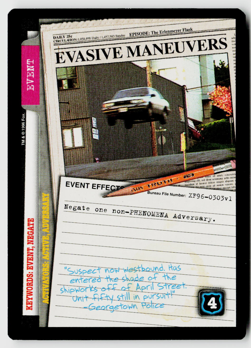 X-Files CCG | Premiere | Evasive Maneuvers XF96-0303v1 Rare