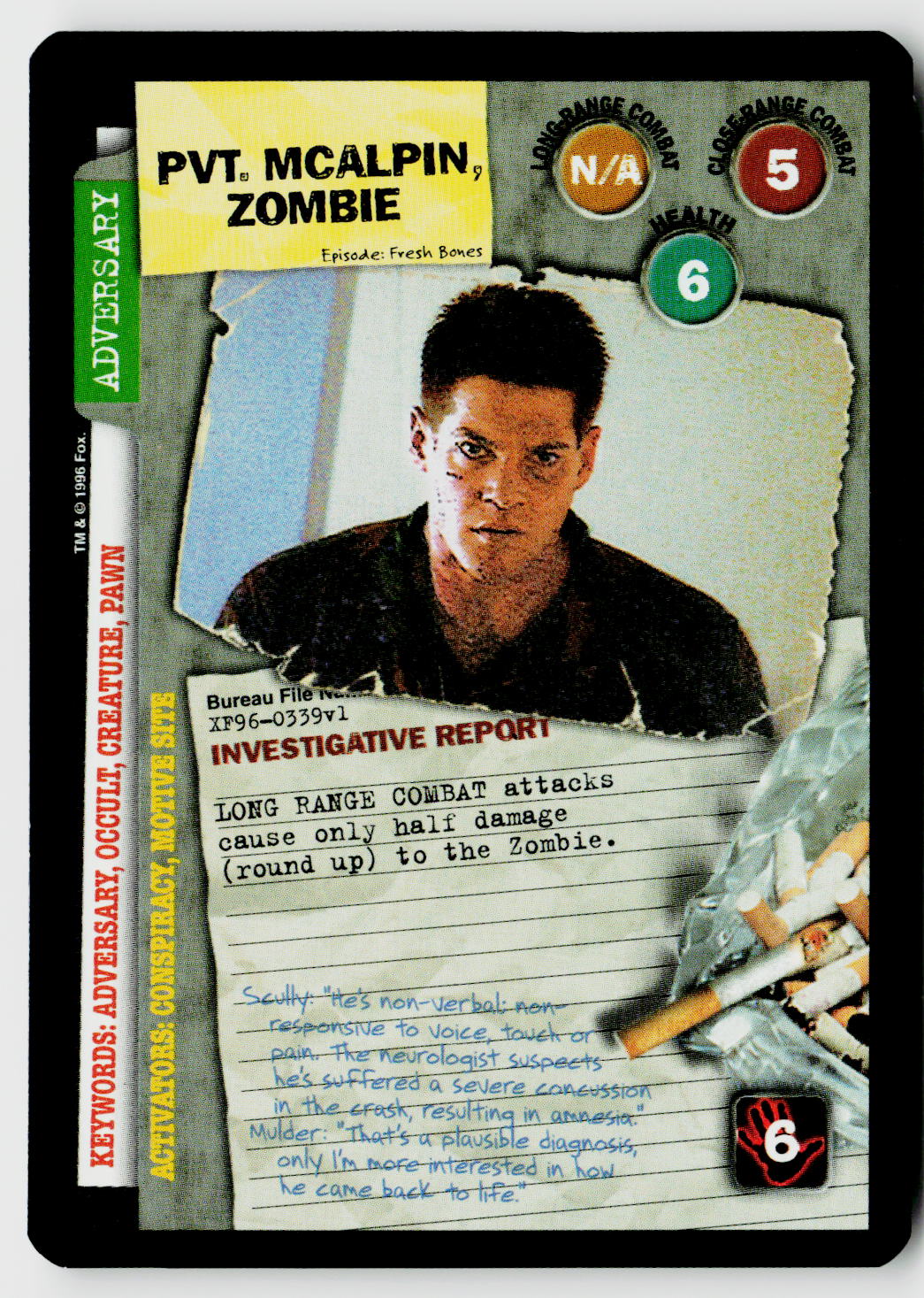X-Files CCG | Premiere | Pvt. Mcalpin, Zombie XF96-0339v1 Fixed