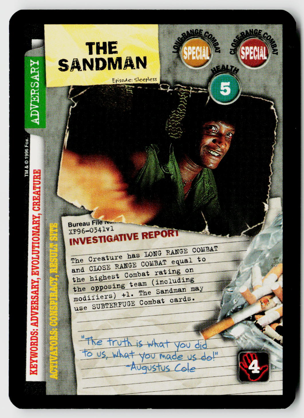 X-Files CCG | Premiere | The Sandman XF96-0341v1 Uncommon