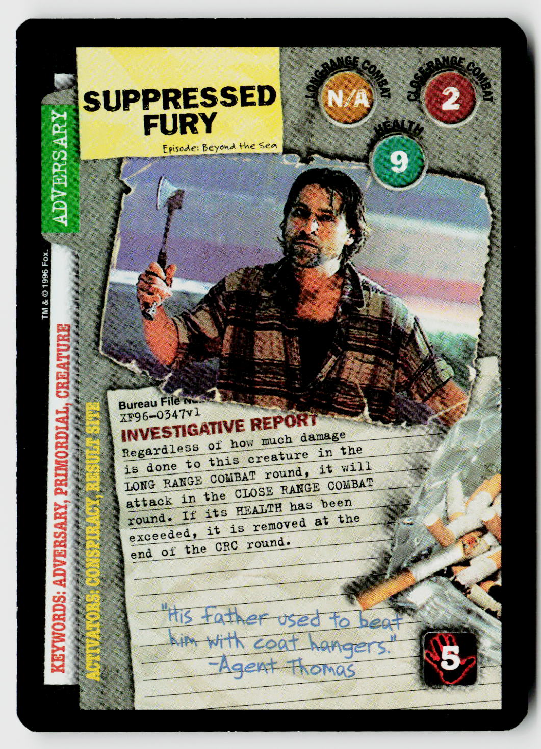 X-Files CCG | Premiere | Suppressed Fury XF96-0347v1 Fixed