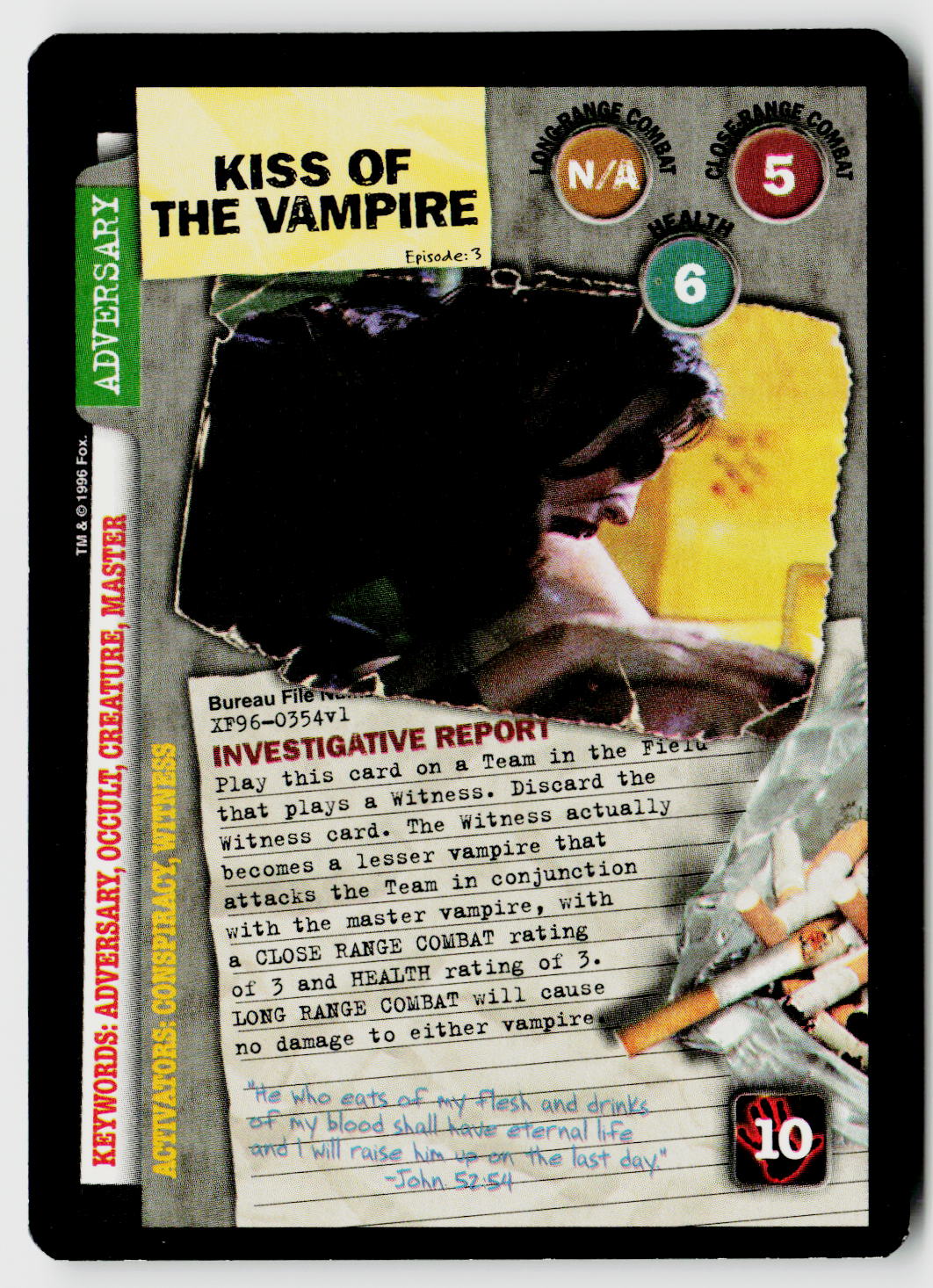 X-Files CCG | Premiere | Kiss Of The Vampire XF96-0354v1 Rare