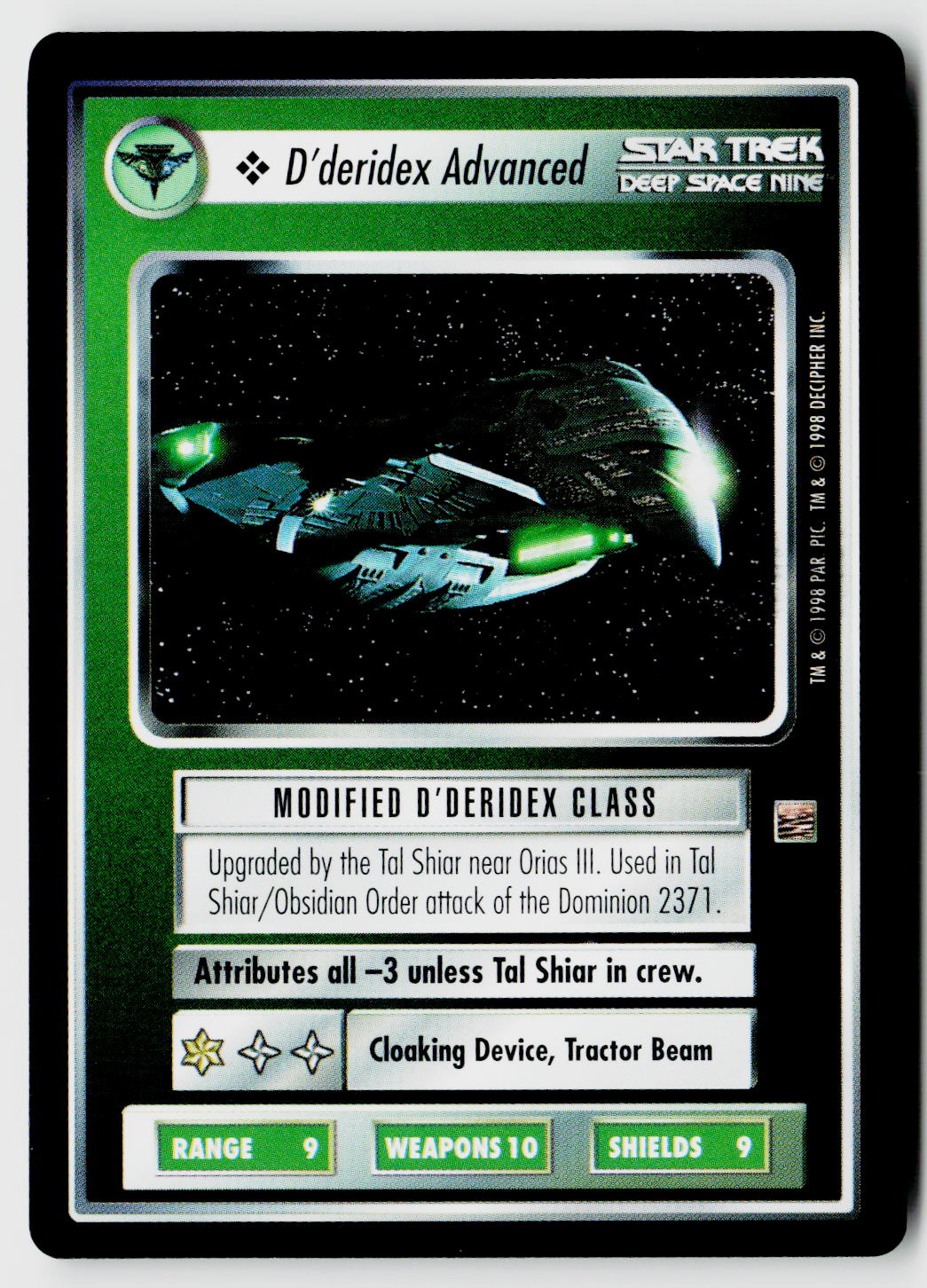 Star Trek The Next Generation CCG | The Dominion | D'deridex Advanced | Rare