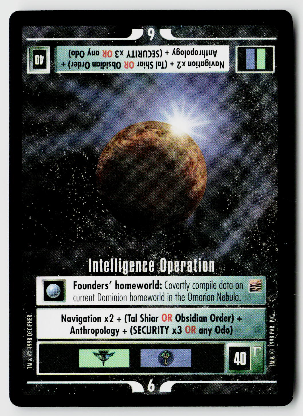 Star Trek The Next Generation CCG | The Dominion | Intelligence Operation | Uncommon