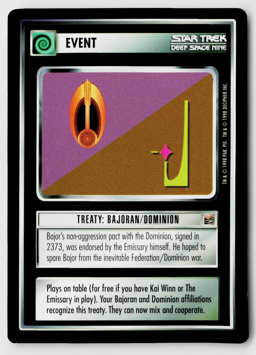 Star Trek The Next Generation CCG | The Dominion | Treaty: Bajoran/Dominion | Common