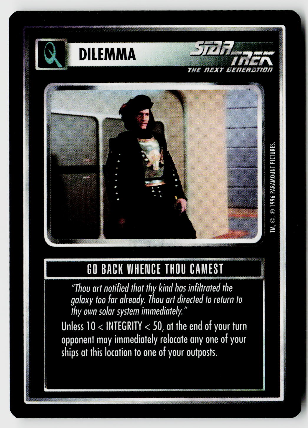 Star Trek The Next Generation CCG | Q Continuum | Go Back Whence Thou Camest | Common