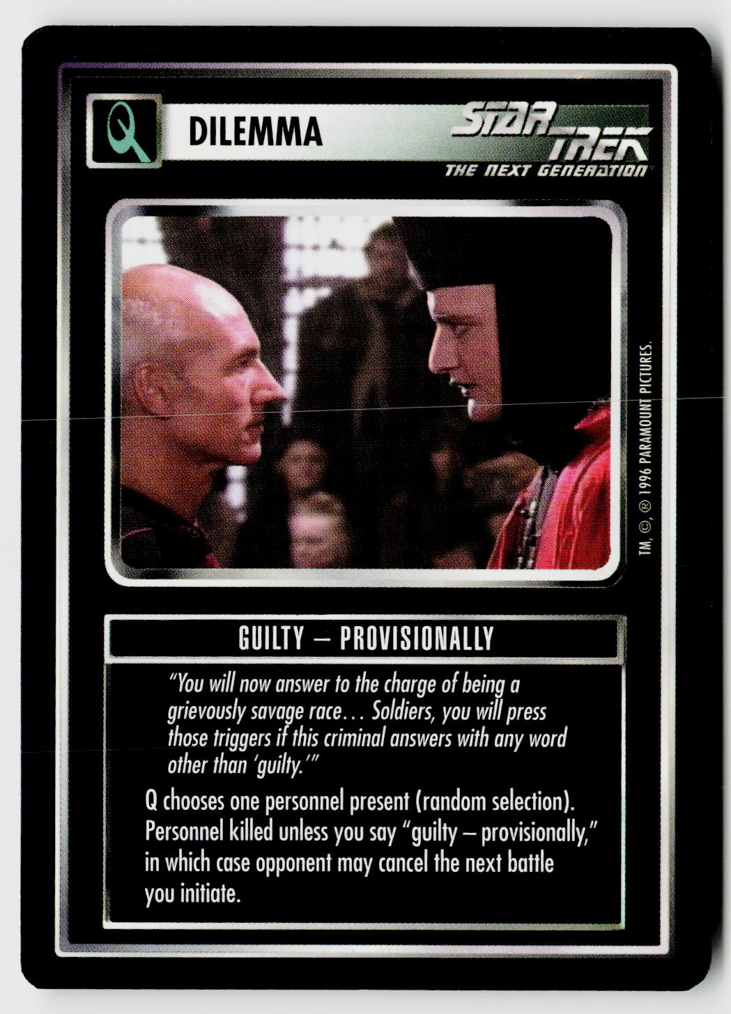 Star Trek The Next Generation CCG | Q Continuum | Guilty - Provisionally | Uncommon