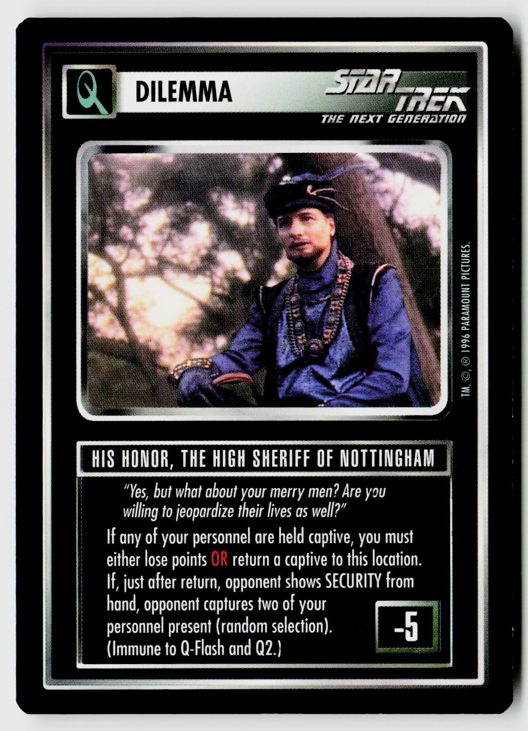 Star Trek The Next Generation CCG | Q Continuum | His Honor, the High Sheriff of Nottingham | Uncommon