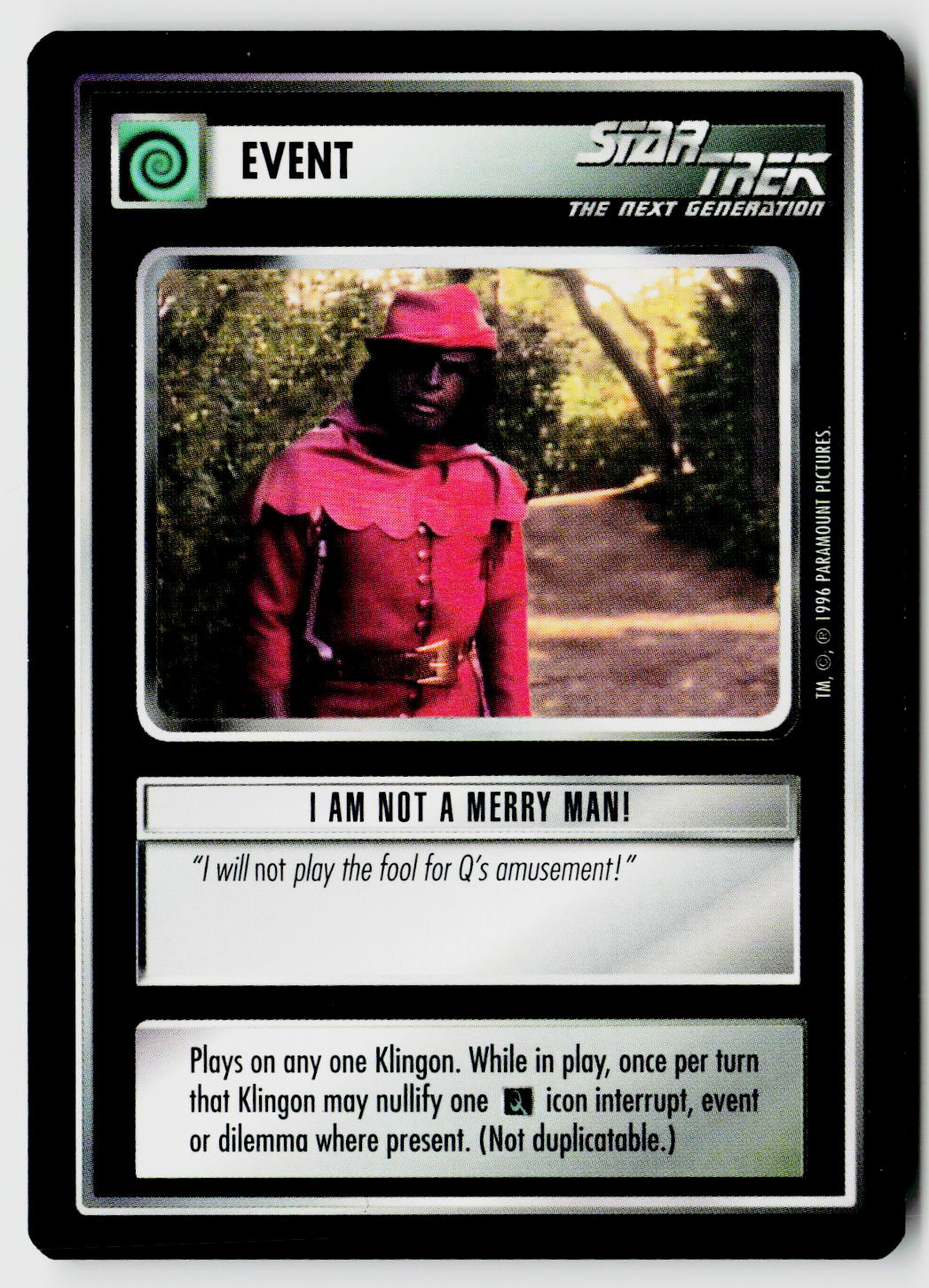 Star Trek The Next Generation CCG | Q Continuum | I Am Not a Merry Man | Rare