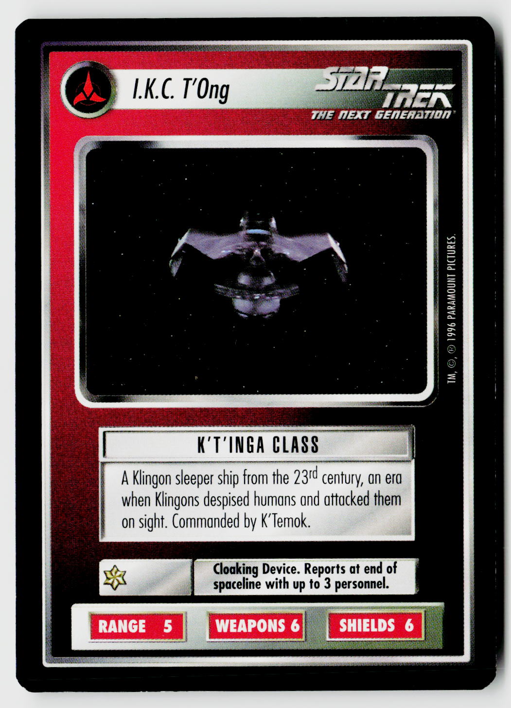 Star Trek The Next Generation CCG | Q Continuum | I.K.C. T'ong | Uncommon