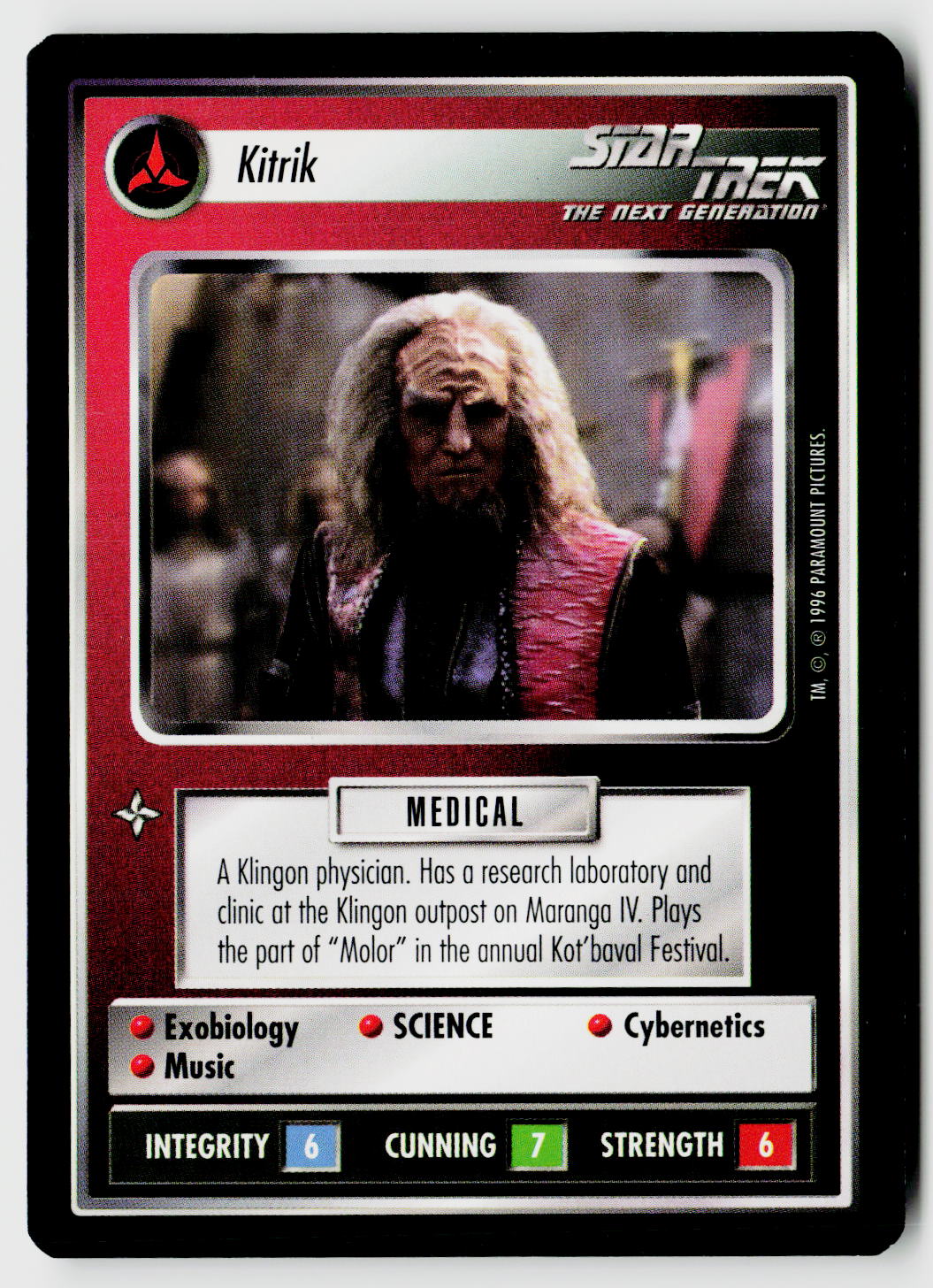 Star Trek The Next Generation CCG | Q Continuum | Kitrik | Uncommon