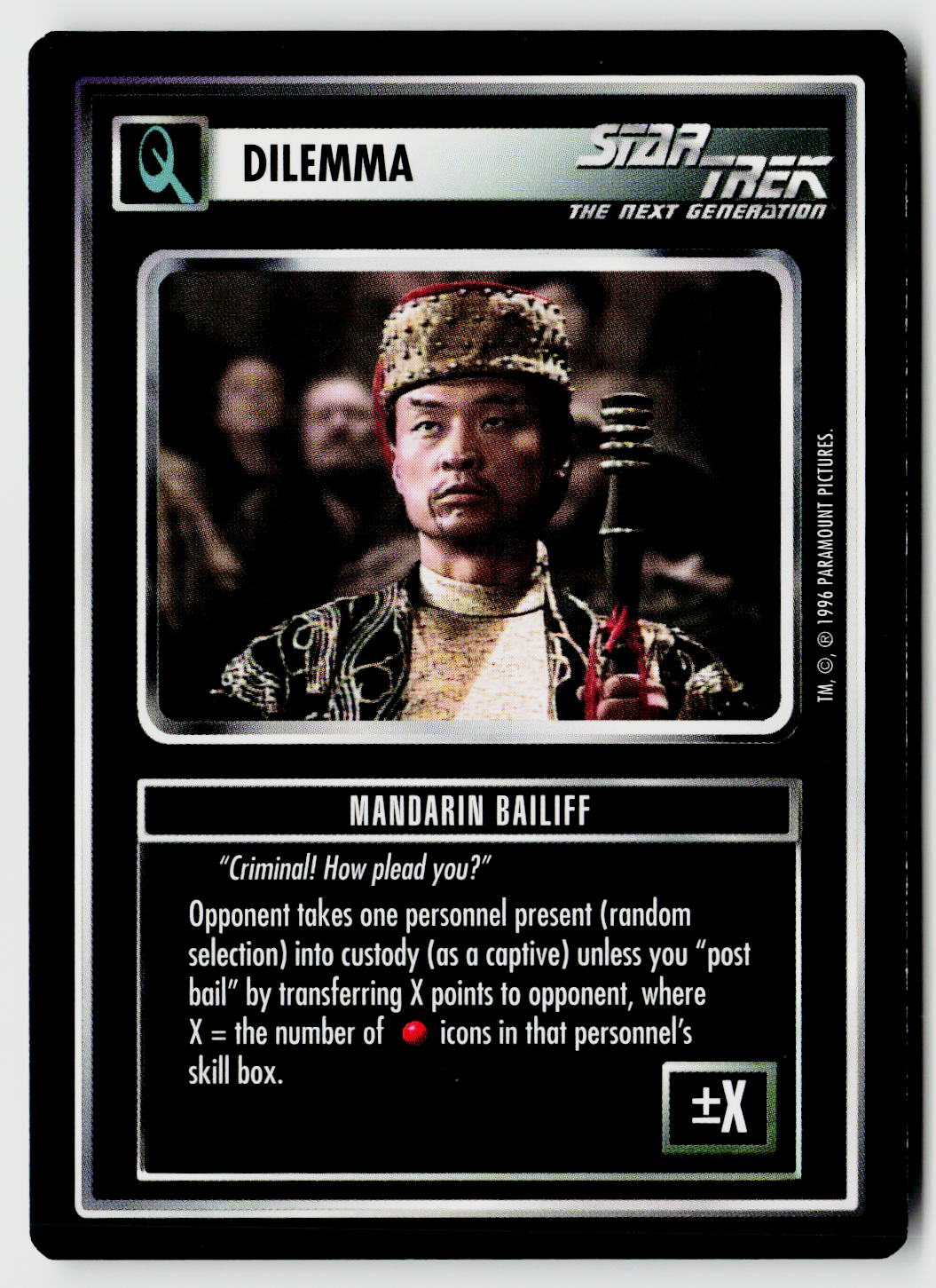 Star Trek The Next Generation CCG | Q Continuum | Mandarin Bailiff | Common