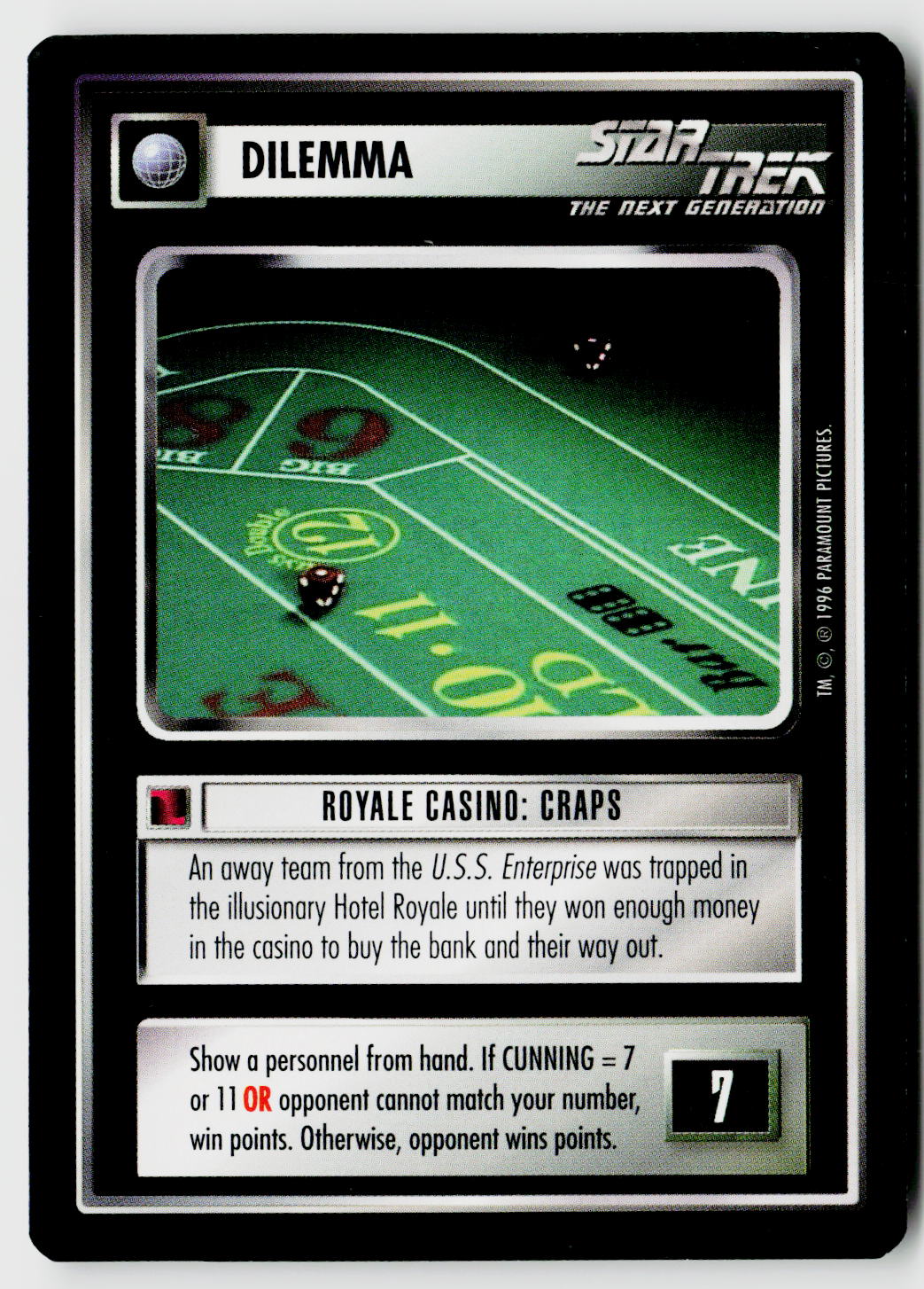 Star Trek The Next Generation CCG | Q Continuum | Royale Casino: Craps | Uncommon