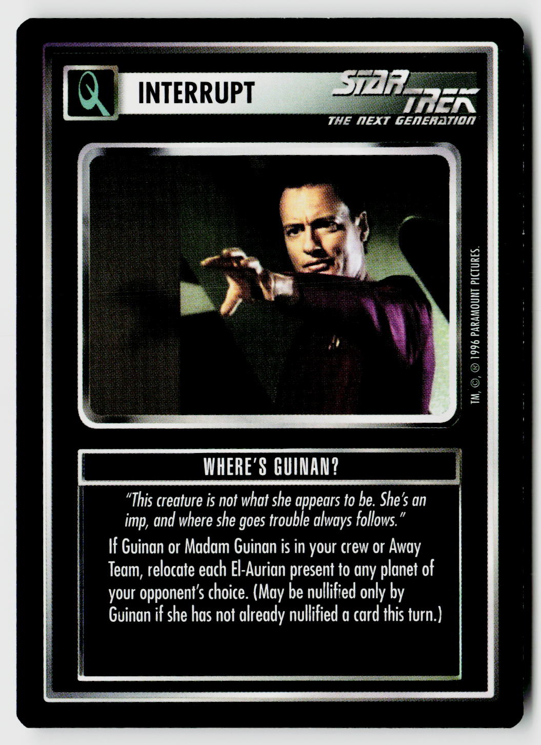 Star Trek The Next Generation CCG | Q Continuum | Where's Guinan? | Uncommon