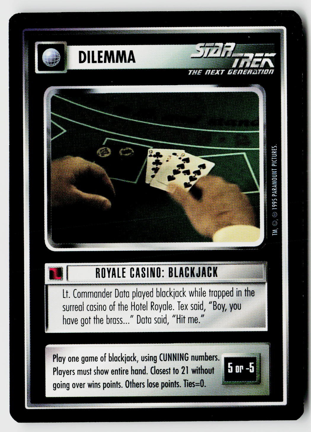 Star Trek The Next Generation CCG | Alternate Universe | Royale Casino: Blackjack | Uncommon
