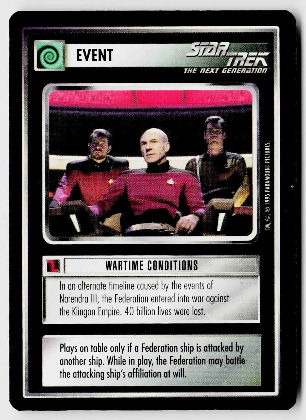 Star Trek The Next Generation CCG | Alternate Universe | Wartime Conditions | Rare