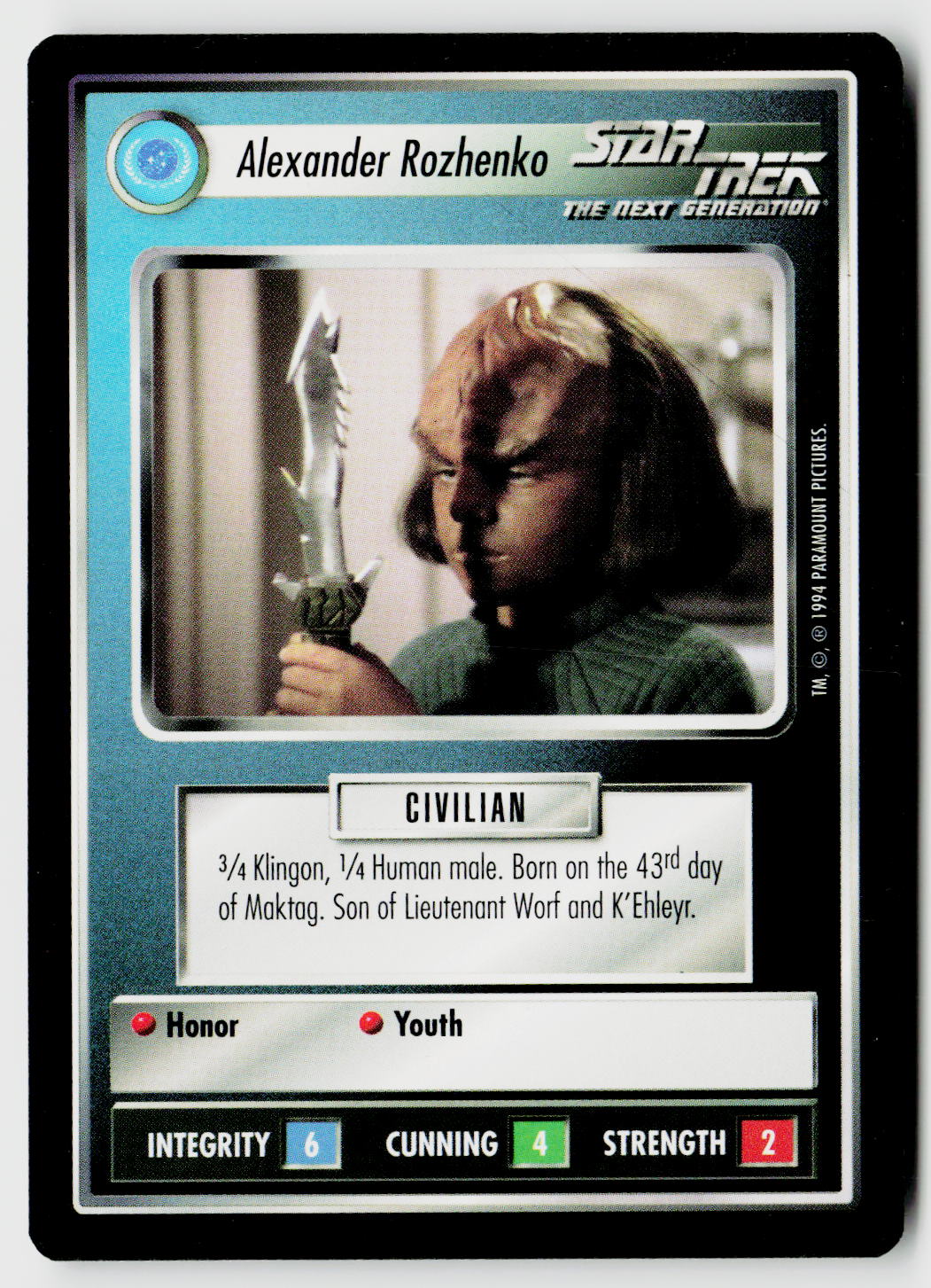 Star Trek The Next Generation | 1E Premiere Black Border | Alexander Rozhenko | Uncommon