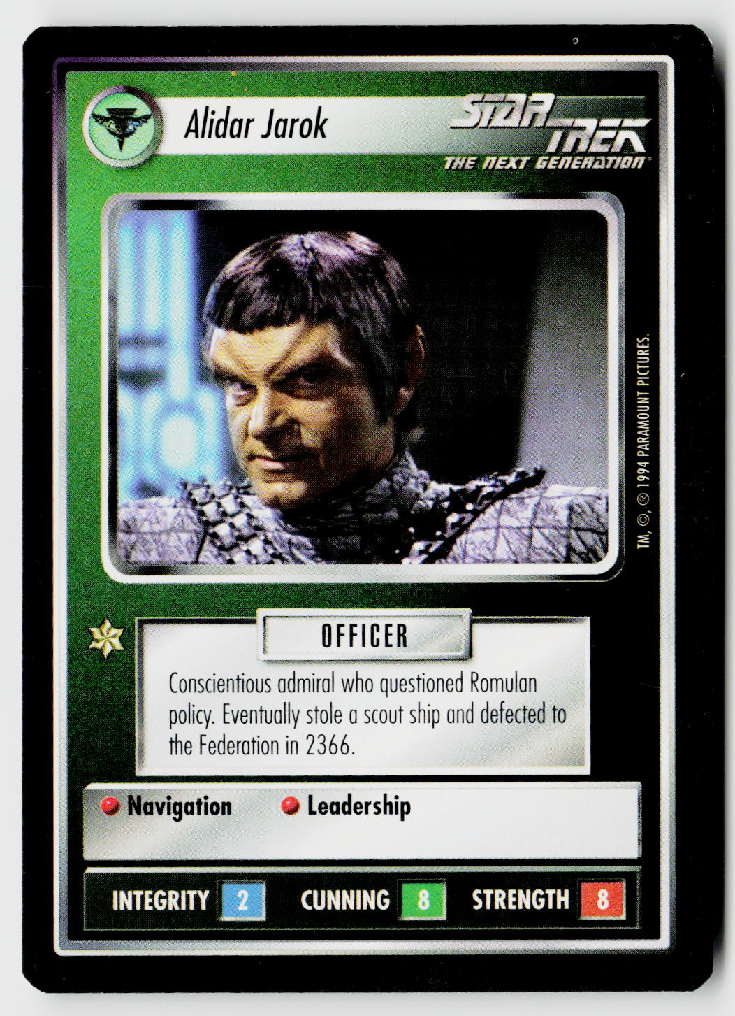 Star Trek The Next Generation | 1E Premiere Black Border | Alidar Jarok | Rare