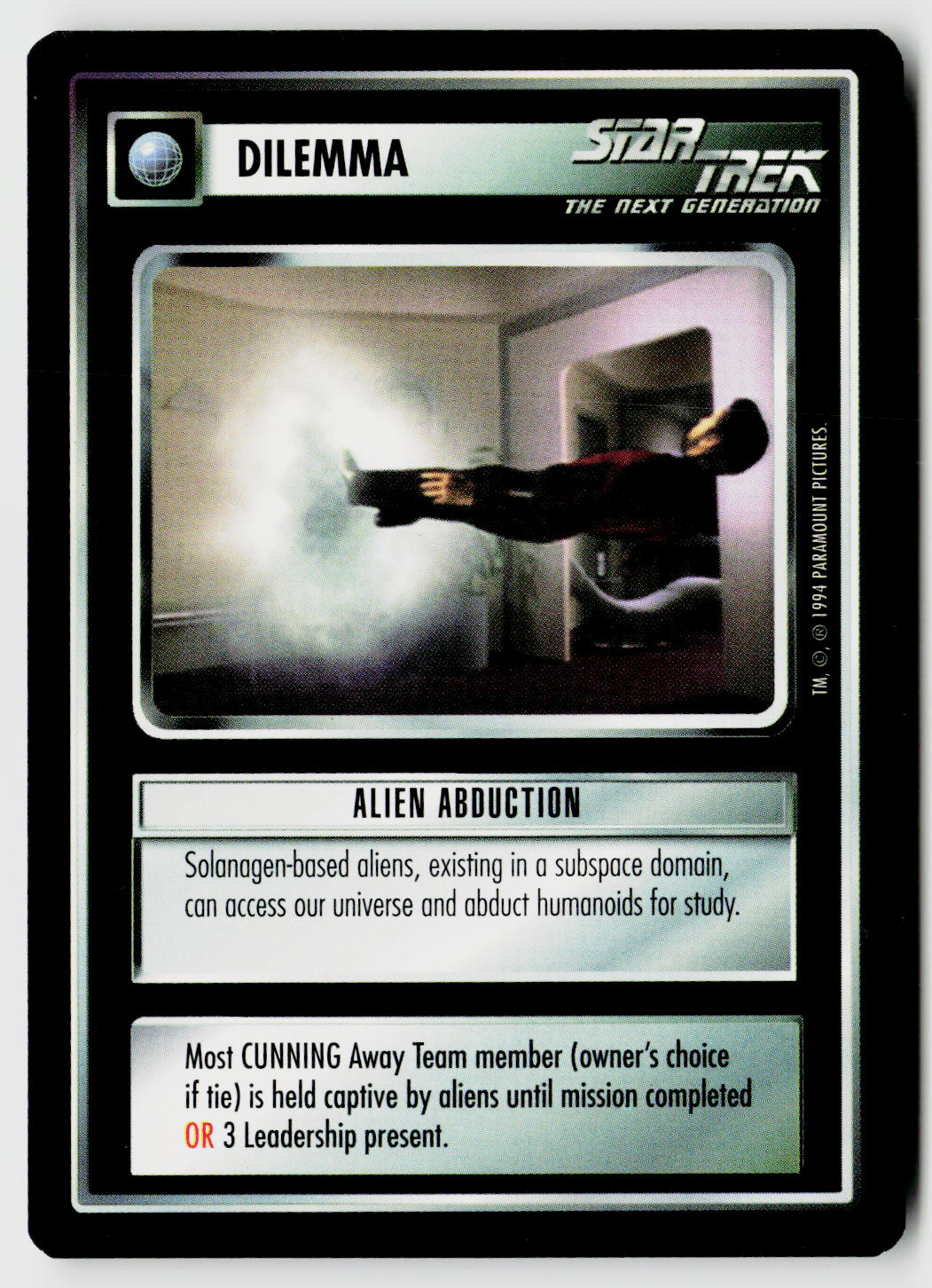 Star Trek The Next Generation | 1E Premiere Black Border | Alien Abduction | Uncommon