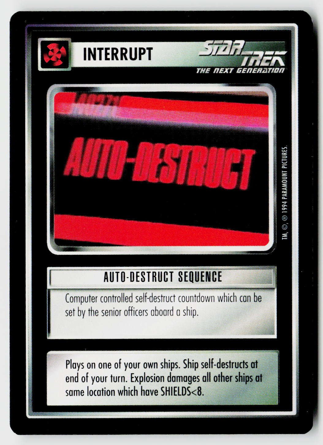 Star Trek The Next Generation | 1E Premiere Black Border | Auto-Destruct Sequence | Uncommon