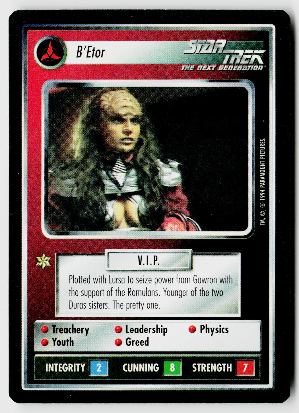 Star Trek The Next Generation | 1E Premiere Black Border | B'Etor | Uncommon