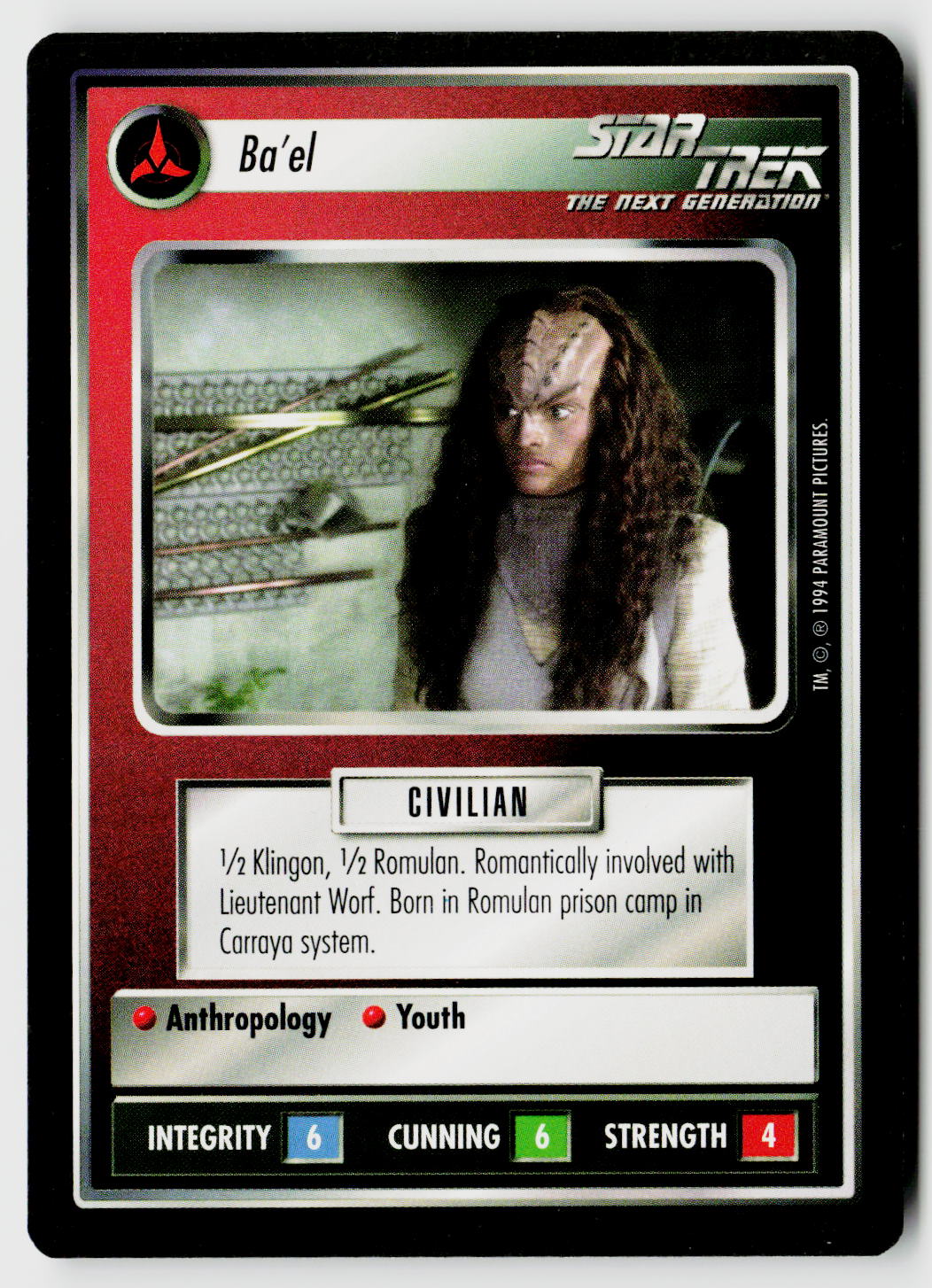 Star Trek The Next Generation | 1E Premiere Black Border | Ba'el | Rare