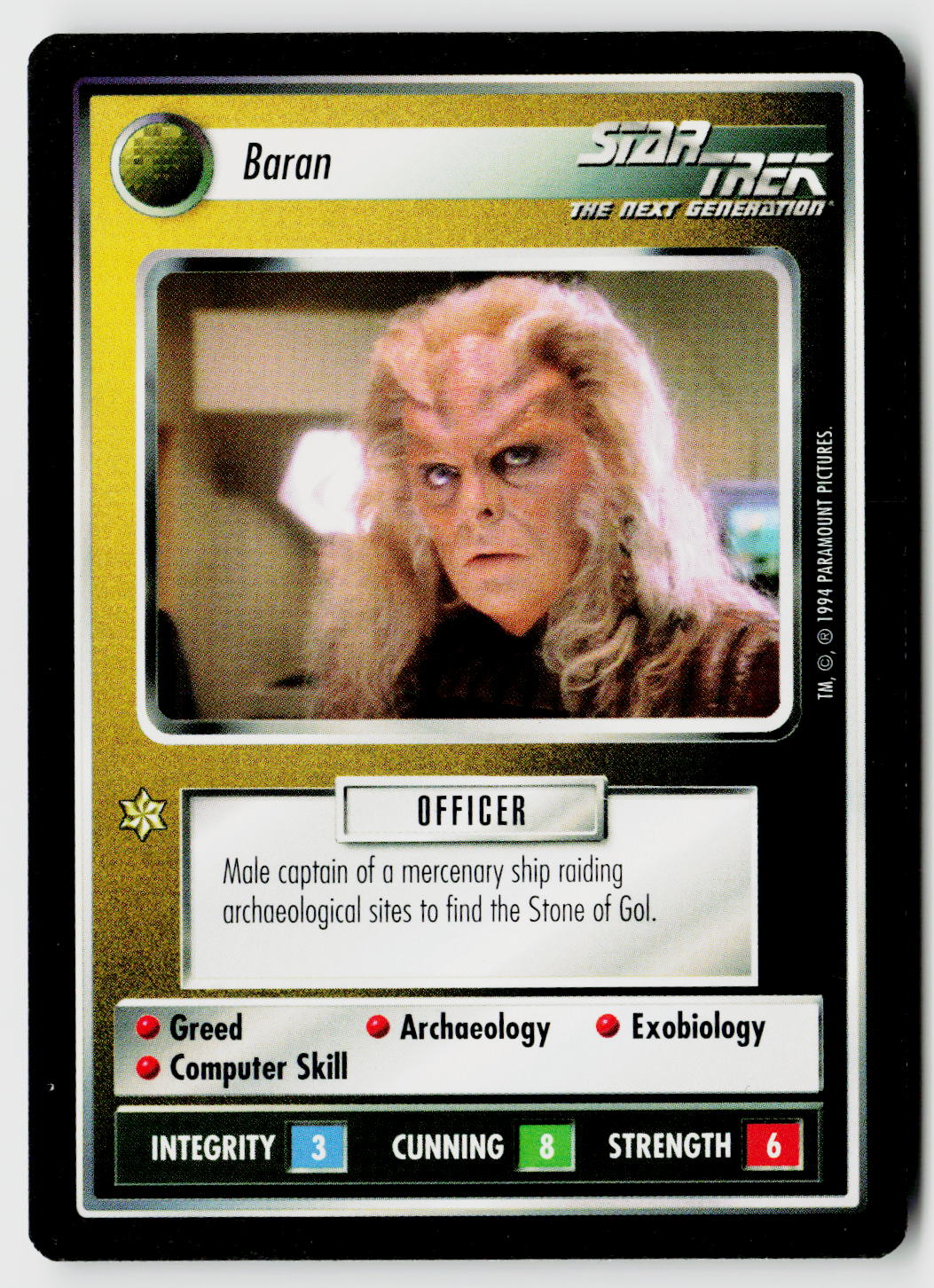 Star Trek The Next Generation | 1E Premiere Black Border | Baran | Common