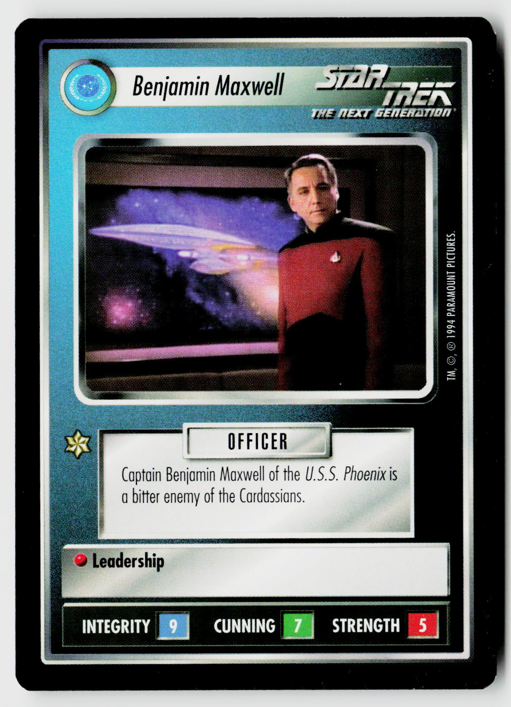 Star Trek The Next Generation | 1E Premiere Black Border | Benjamin Maxwell | Rare