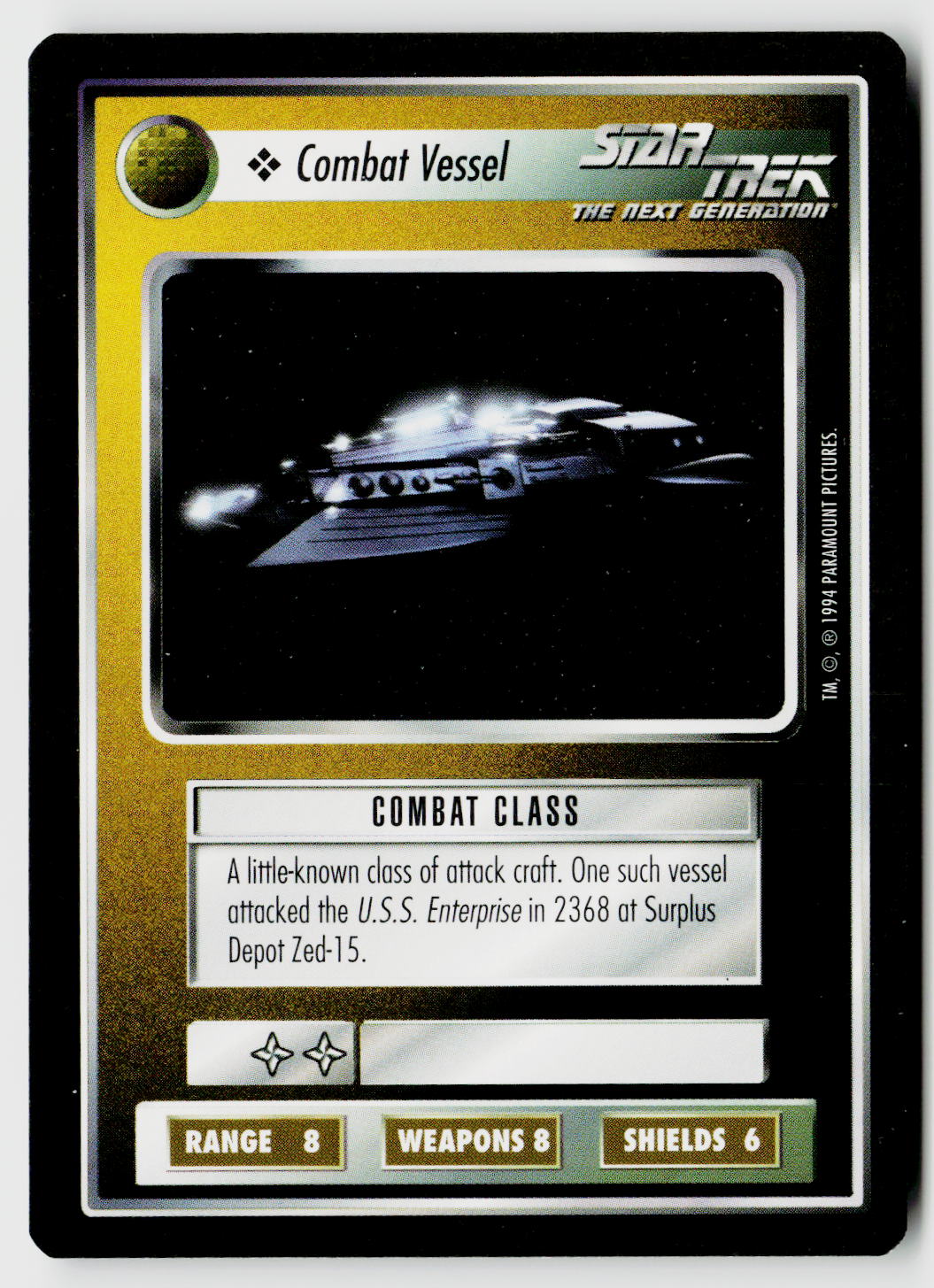 Star Trek The Next Generation | 1E Premiere Black Border | Combat Vessel | Common