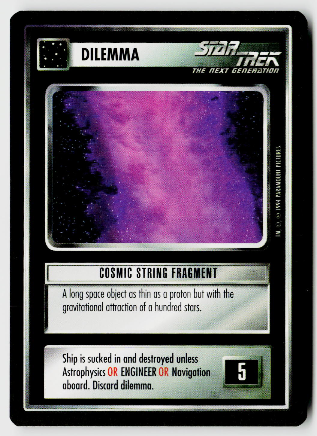 Star Trek The Next Generation | 1E Premiere Black Border | Cosmic String Fragment | Uncommon
