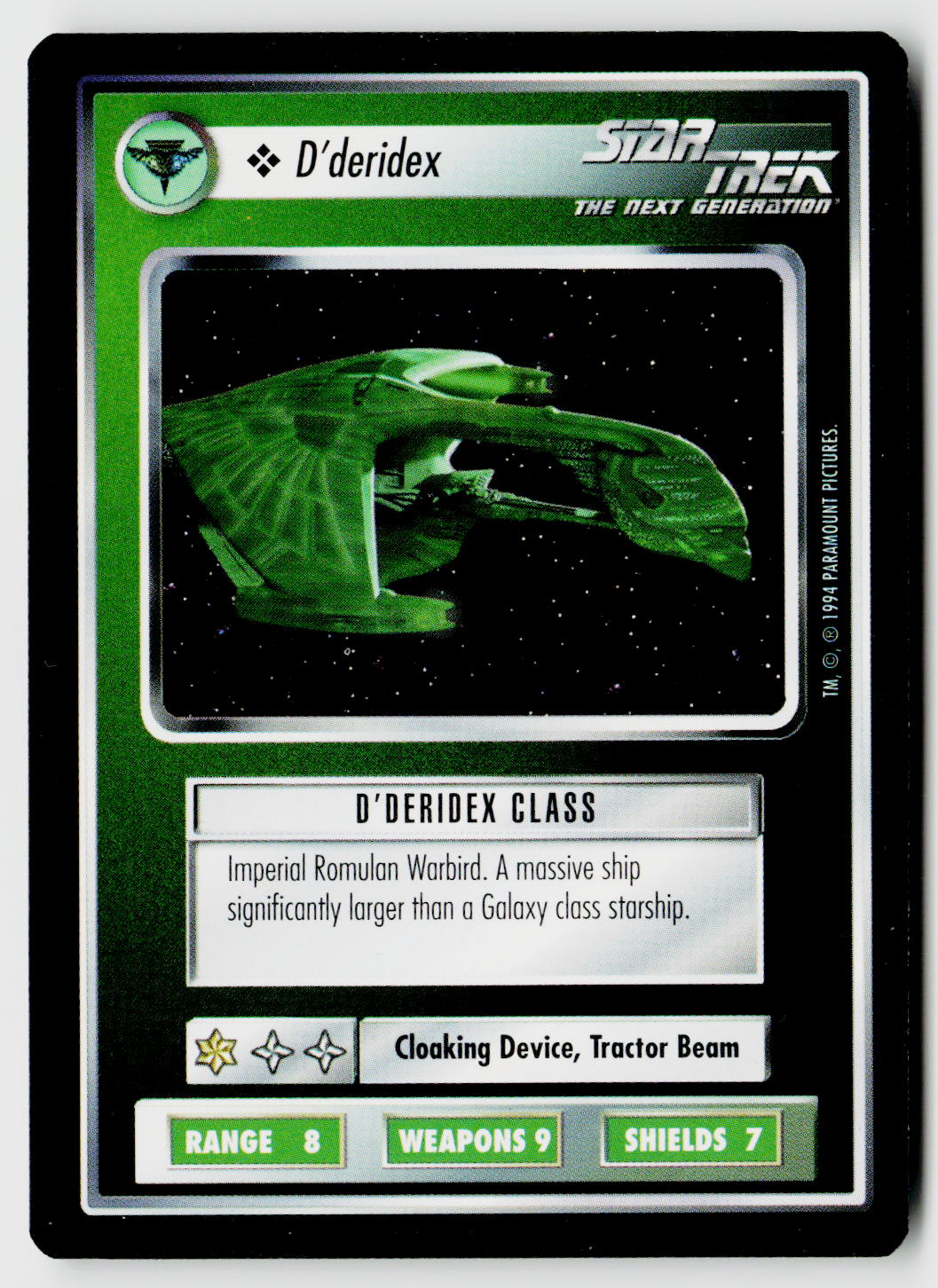Star Trek The Next Generation | 1E Premiere Black Border | D'deridex | Common