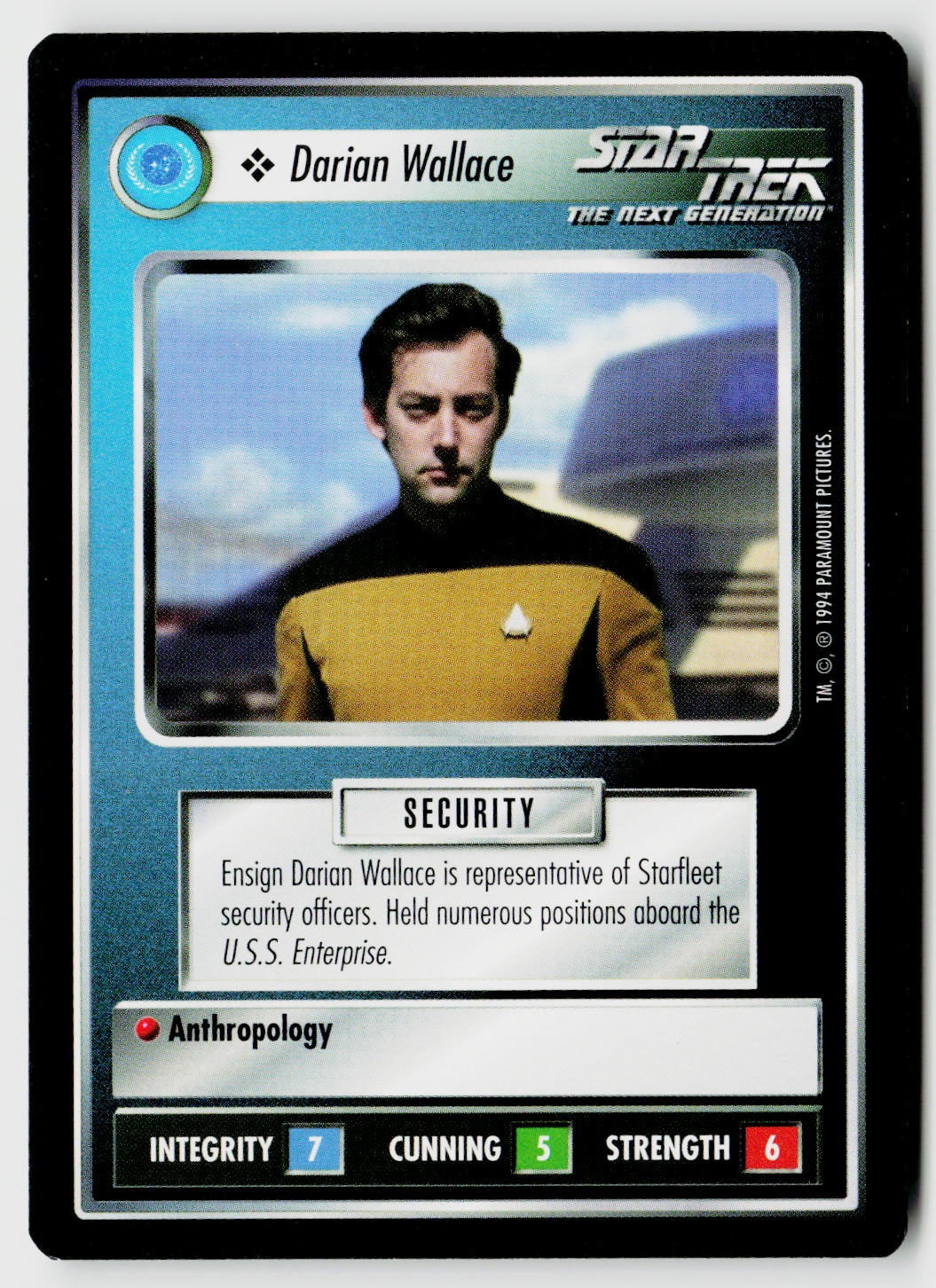 Star Trek The Next Generation | 1E Premiere Black Border | Darian Wallace | Rare