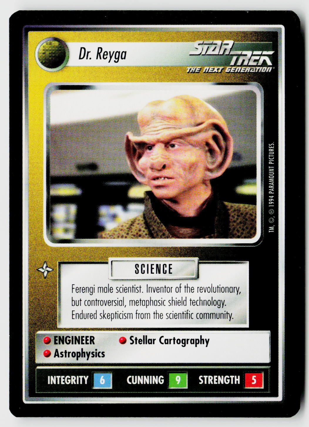 Star Trek The Next Generation | 1E Premiere Black Border | Dr. Reyga | Uncommon