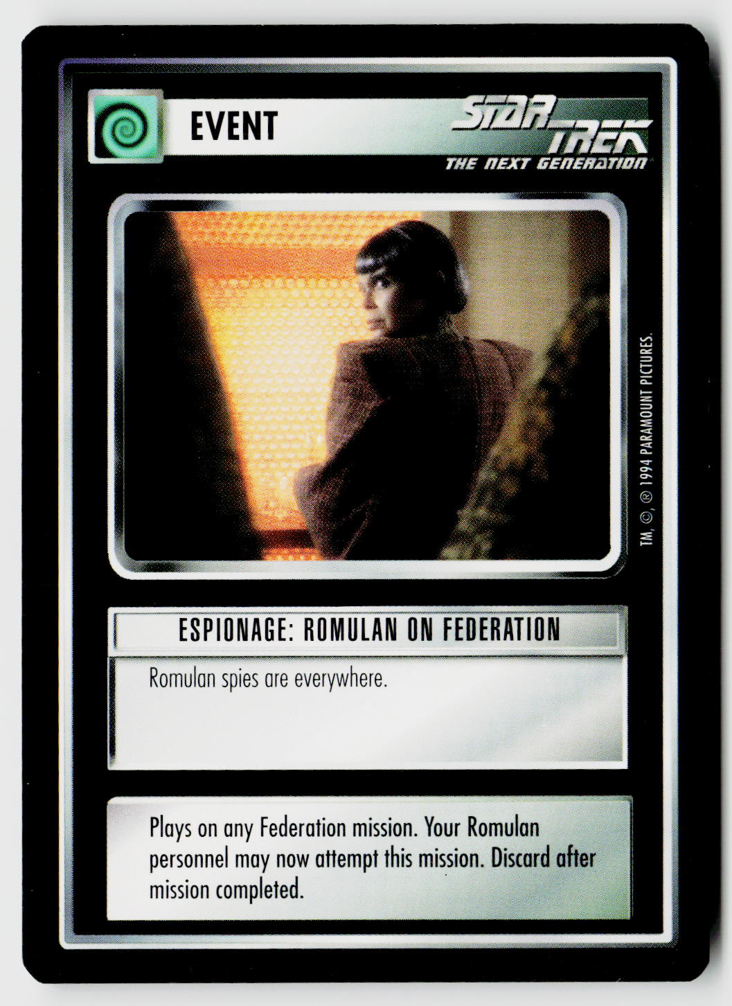 Star Trek The Next Generation | 1E Premiere Black Border | Espionage: Romulan On Federation | Common