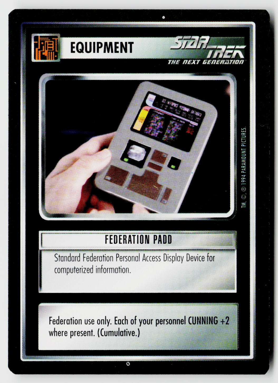 Star Trek The Next Generation | 1E Premiere Black Border | Federation PADD | Common