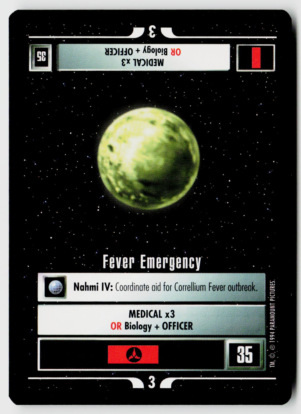 Star Trek The Next Generation | 1E Premiere Black Border | Fever Emergency | Common