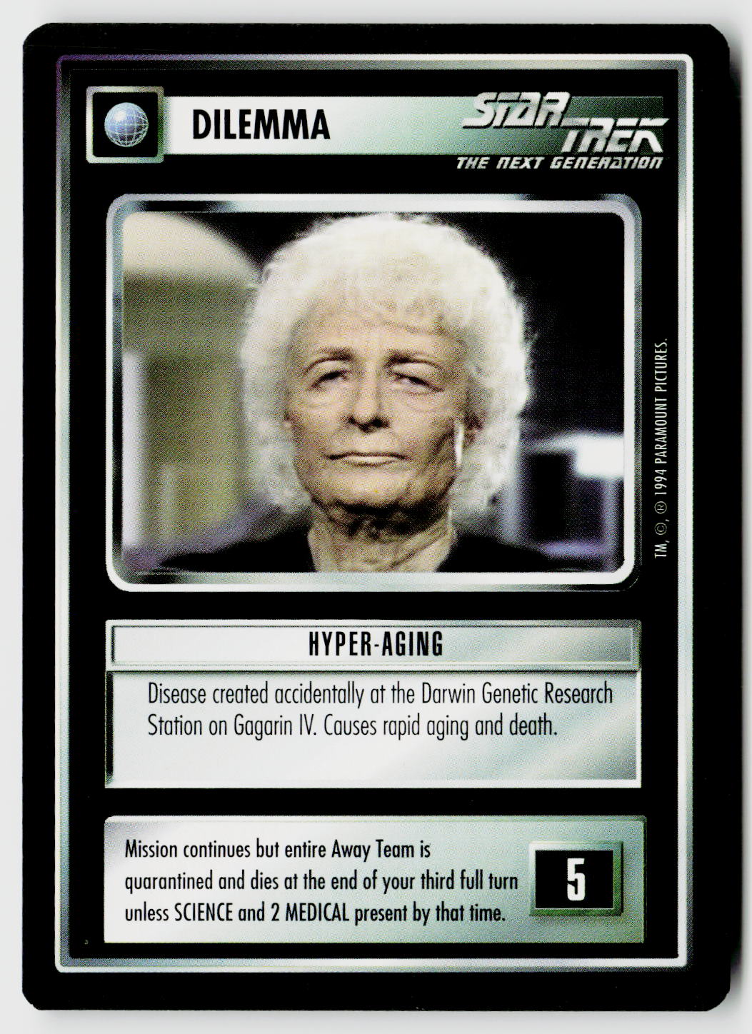 Star Trek The Next Generation | 1E Premiere Black Border | Hyper-Aging | Uncommon