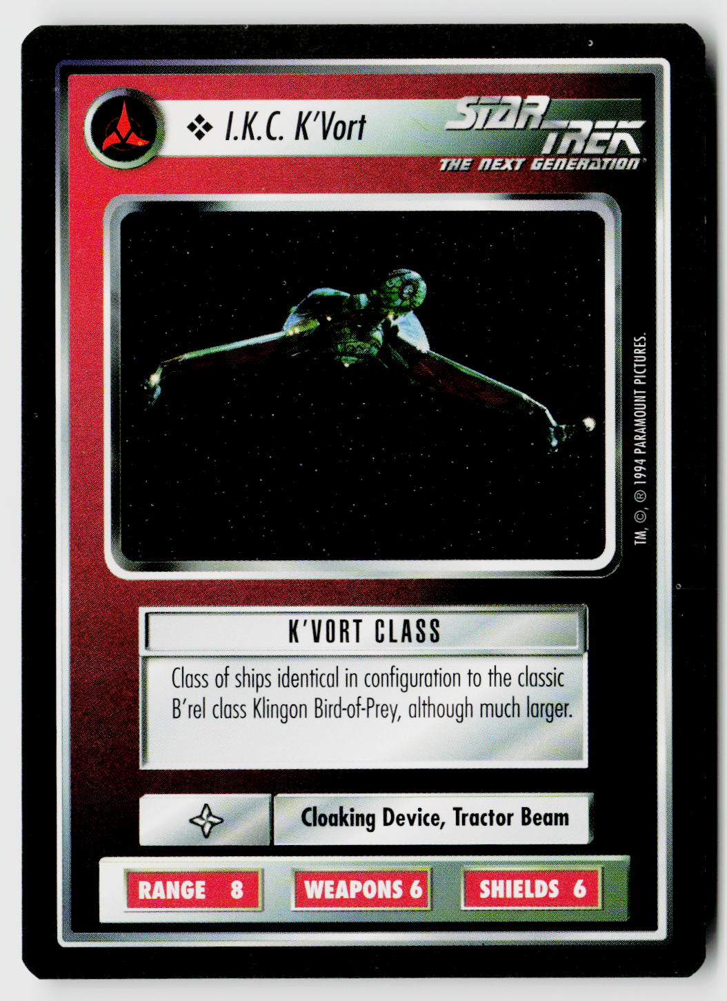 Star Trek The Next Generation | 1E Premiere Black Border | I.K.C. K'Vort | Common