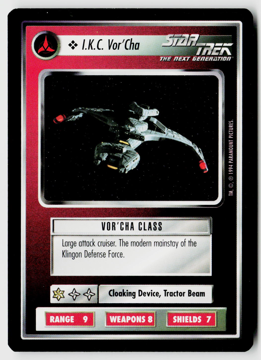 Star Trek The Next Generation | 1E Premiere Black Border | I.K.C. Vor'Cha | Common
