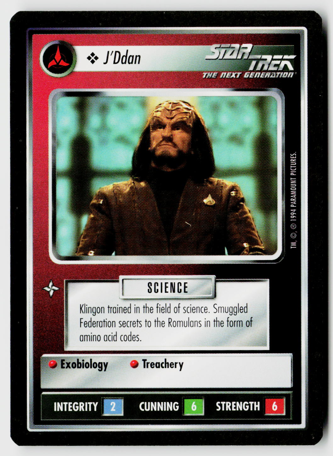 Star Trek The Next Generation | 1E Premiere Black Border | J'Ddan | Rare
