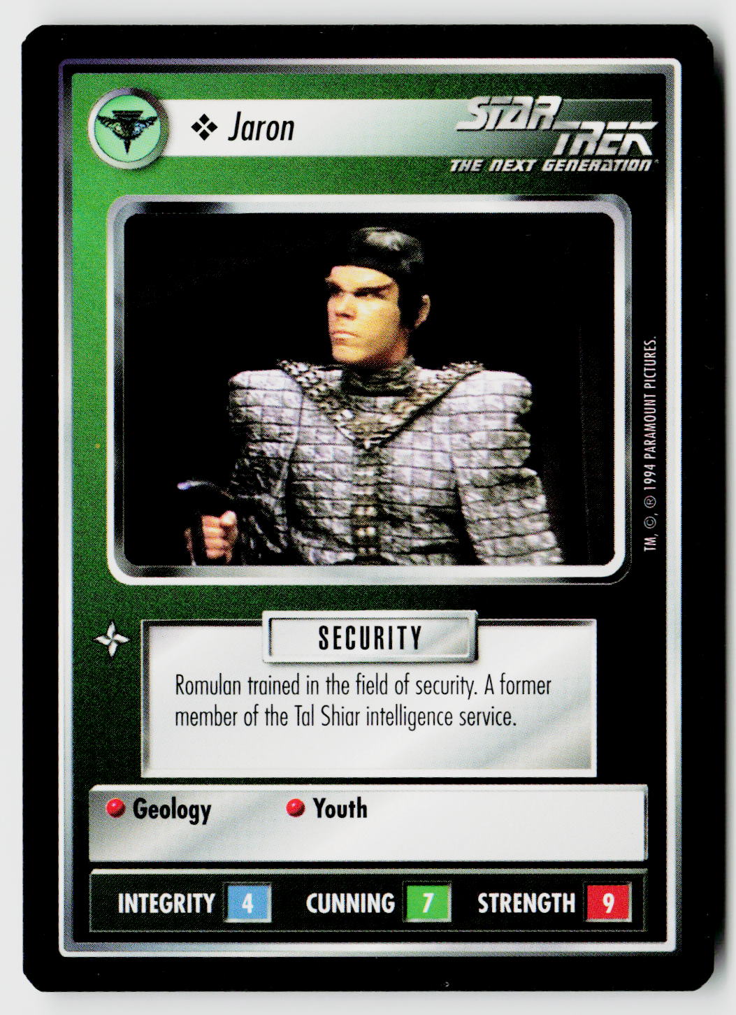 Star Trek The Next Generation | 1E Premiere Black Border | Jaron | Common