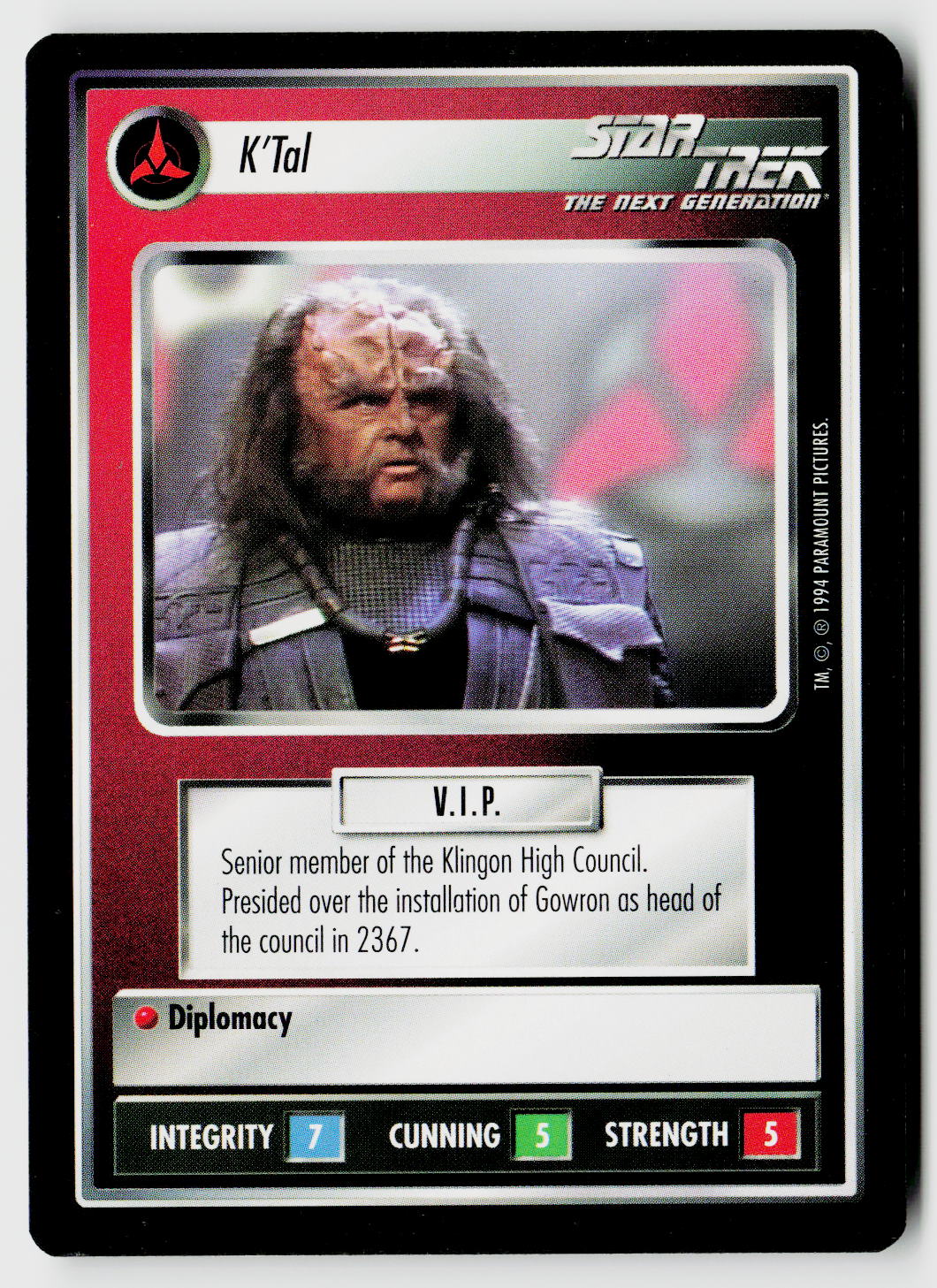 Star Trek The Next Generation | 1E Premiere Black Border | K'Tal | Rare