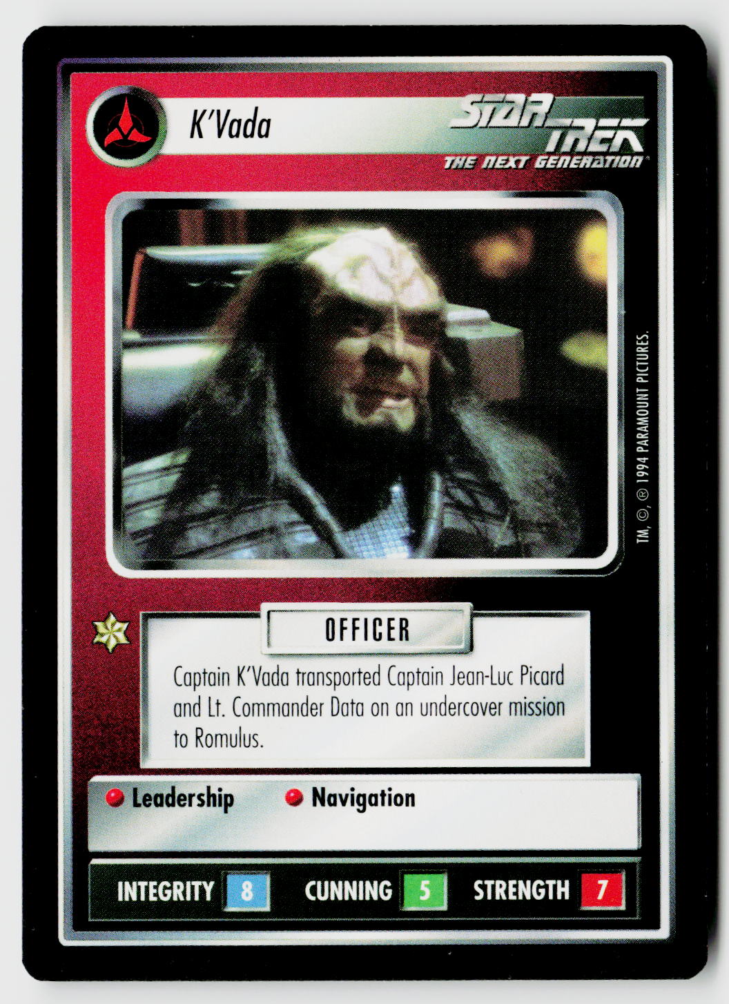 Star Trek The Next Generation | 1E Premiere Black Border | K'Vada | Uncommon