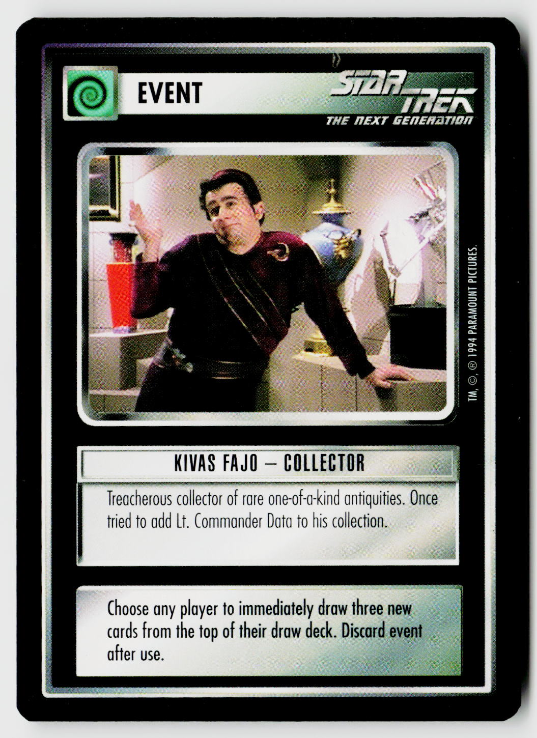 Star Trek The Next Generation | 1E Premiere Black Border | Kivas Fajo - Collector | Common