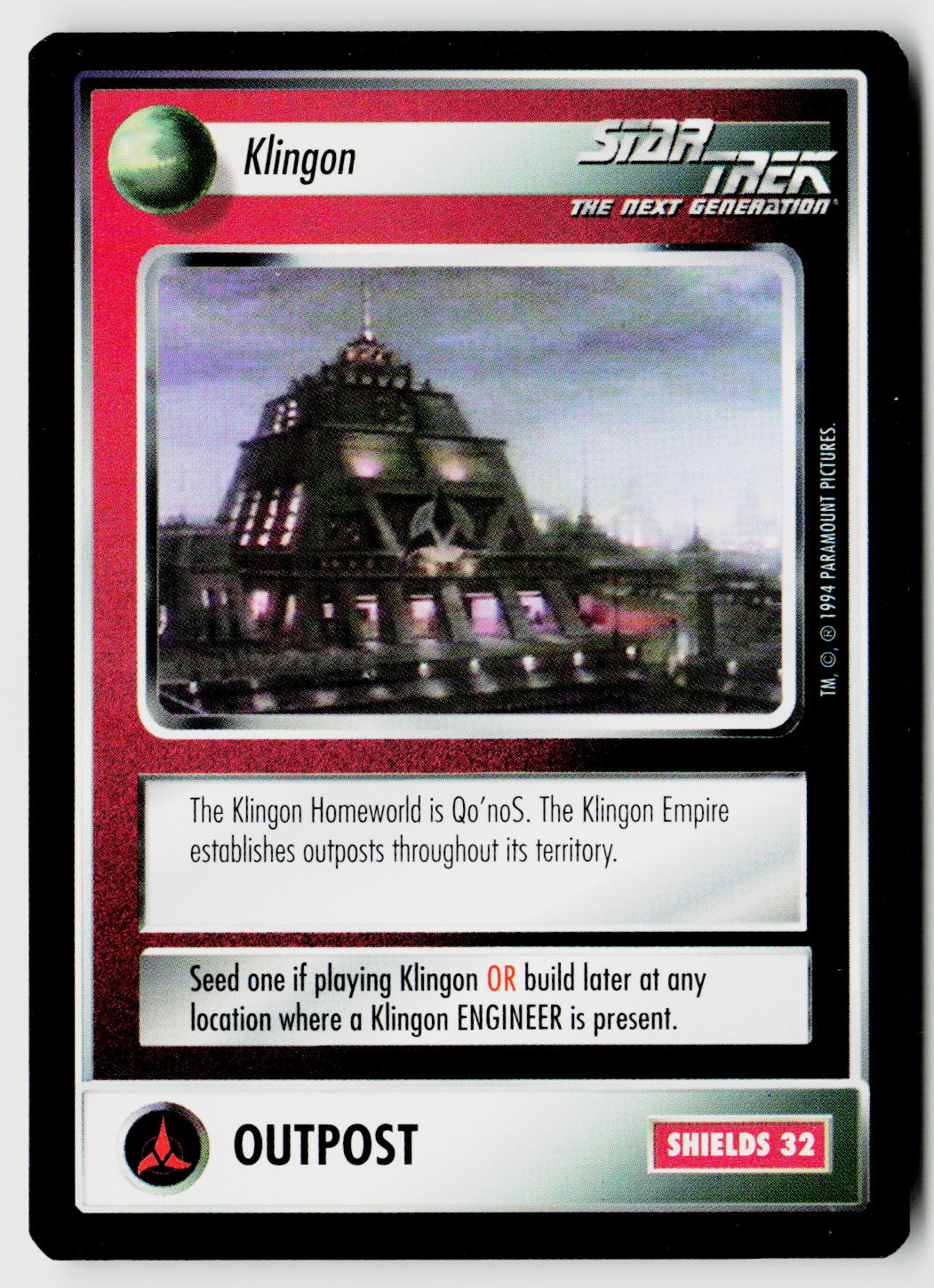 Star Trek The Next Generation | 1E Premiere Black Border | Klingon Outpost | Uncommon