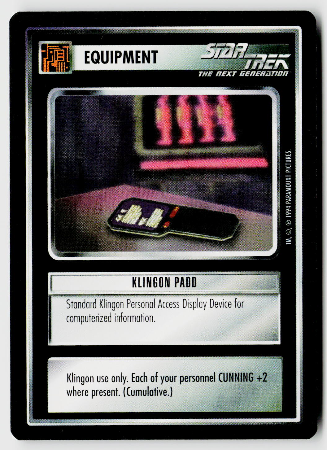 Star Trek The Next Generation | 1E Premiere Black Border | Klingon PADD | Uncommon