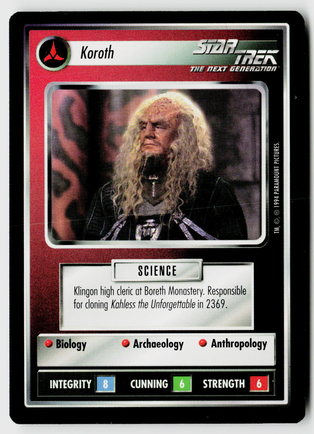 Star Trek The Next Generation | 1E Premiere Black Border | Koroth | Common
