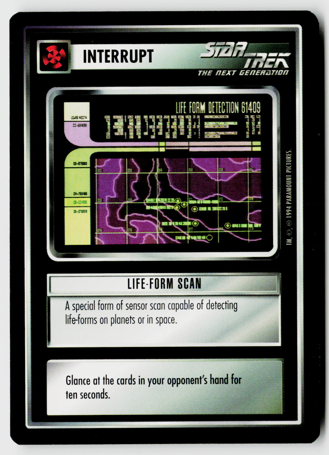 Star Trek The Next Generation | 1E Premiere Black Border | Life-Form Scan | Common